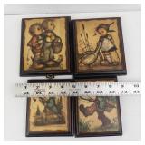 Hummel Hand Painted Wooden Wall Plaques (Lot of 4) - Signed Panels