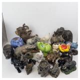 Assorted Elephant Figurines - Resin Stone-Style Sculptures