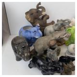 Assorted Elephant Figurines - Resin Stone-Style Sculptures