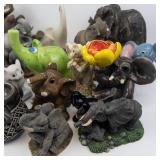 Assorted Elephant Figurines - Resin Stone-Style Sculptures