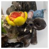 Assorted Elephant Figurines - Resin Stone-Style Sculptures