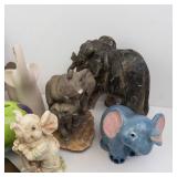 Assorted Elephant Figurines - Resin Stone-Style Sculptures