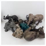 Assorted Elephant Figurines - Resin Stone-Style Sculptures