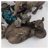 Assorted Elephant Figurines - Resin Stone-Style Sculptures