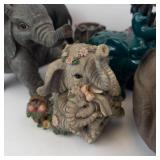 Assorted Elephant Figurines - Resin Stone-Style Sculptures