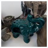 Assorted Elephant Figurines - Resin Stone-Style Sculptures