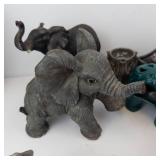 Assorted Elephant Figurines - Resin Stone-Style Sculptures