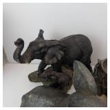 Assorted Elephant Figurines - Resin Stone-Style Sculptures