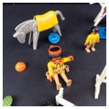 Lot of Vintage Playmobil Assorted Figures & Horses with Fences and Barriers