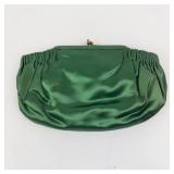 Williams Signed Vintage Green Satin Clutch with Mirror