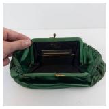Williams Signed Vintage Green Satin Clutch with Mirror