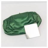 Williams Signed Vintage Green Satin Clutch with Mirror