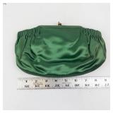 Williams Signed Vintage Green Satin Clutch with Mirror