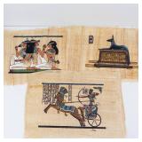 Vintage Egyptian Papyrus Wall Art - Three Women Scene with Anubis Panel