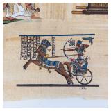 Vintage Egyptian Papyrus Wall Art - Three Women Scene with Anubis Panel