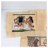 Vintage Egyptian Papyrus Wall Art - Three Women Scene with Anubis Panel