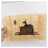 Vintage Egyptian Papyrus Wall Art - Three Women Scene with Anubis Panel