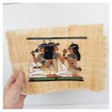 Vintage Egyptian Papyrus Wall Art - Three Women Scene with Anubis Panel