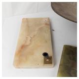 Vintage Brass Desk Scale Pan with Stone Pen Holders & Metal Letter Opener (Lot of 4)