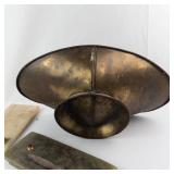 Vintage Brass Desk Scale Pan with Stone Pen Holders & Metal Letter Opener (Lot of 4)