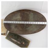 Vintage Brass Desk Scale Pan with Stone Pen Holders & Metal Letter Opener (Lot of 4)