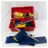 Meccano Erector Set - Plastic Toolbox with Perforated Beams, Motors & Manuals
