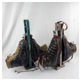 Antique Ski Boots with Metal Carriers (Lot of 2)