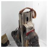 Antique Ski Boots with Metal Carriers (Lot of 2)