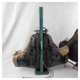 Antique Ski Boots with Metal Carriers (Lot of 2)