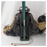 Antique Ski Boots with Metal Carriers (Lot of 2)