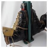 Antique Ski Boots with Metal Carriers (Lot of 2)