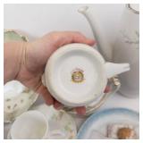 Teapot With Floral Motif & Gold Trim - Assorted Chinaware Set (Teapot, Cups & Saucers)