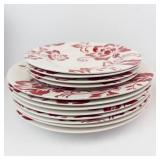 Martha Stewart Collection Red Floral Dinnerware Set - Assorted Plates & Bowls