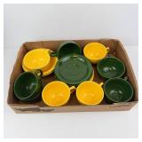 Homer Laughlin Assorted Green & Yellow Ceramic Mugs