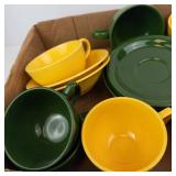 Homer Laughlin Assorted Green & Yellow Ceramic Mugs