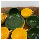 Homer Laughlin Assorted Green & Yellow Ceramic Mugs