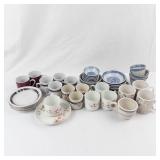 Assorted Demitasse Teacups & Saucers - Floral & Border Pattern Sets, Made in China