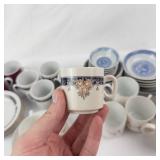 Assorted Demitasse Teacups & Saucers - Floral & Border Pattern Sets, Made in China