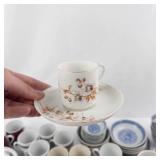 Assorted Demitasse Teacups & Saucers - Floral & Border Pattern Sets, Made in China