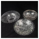 Lot of 3 Crystal Glass Bowls & Compotes Assorted Sizes