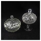 Set of 2 Clear Glass Candy Dishes with Lids