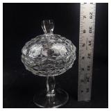 Set of 2 Clear Glass Candy Dishes with Lids