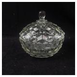 Set of 2 Clear Glass Candy Dishes with Lids
