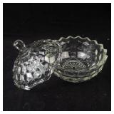 Set of 2 Clear Glass Candy Dishes with Lids