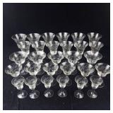 Etched Floral Crystal Champagne Coupes - Large Assorted Glassware Collection for Entertaining