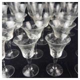 Etched Floral Crystal Champagne Coupes - Large Assorted Glassware Collection for Entertaining