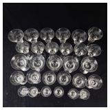 Etched Floral Crystal Champagne Coupes - Large Assorted Glassware Collection for Entertaining