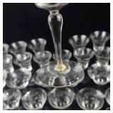 Etched Floral Crystal Champagne Coupes - Large Assorted Glassware Collection for Entertaining