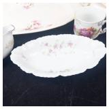 Floral Pattern China Assortment - Plates, Teacups, Saucers & Creamer