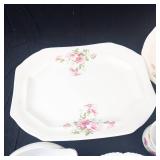Floral Pattern China Assortment - Plates, Teacups, Saucers & Creamer